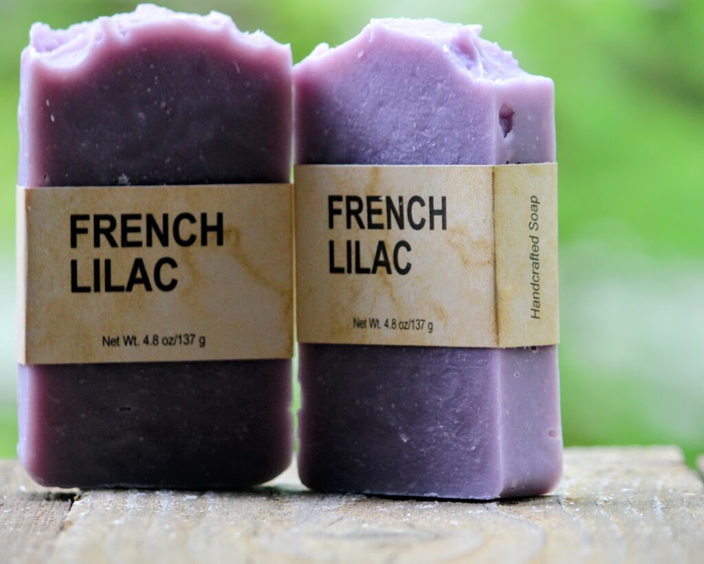 Two bars of lilac-scented soap