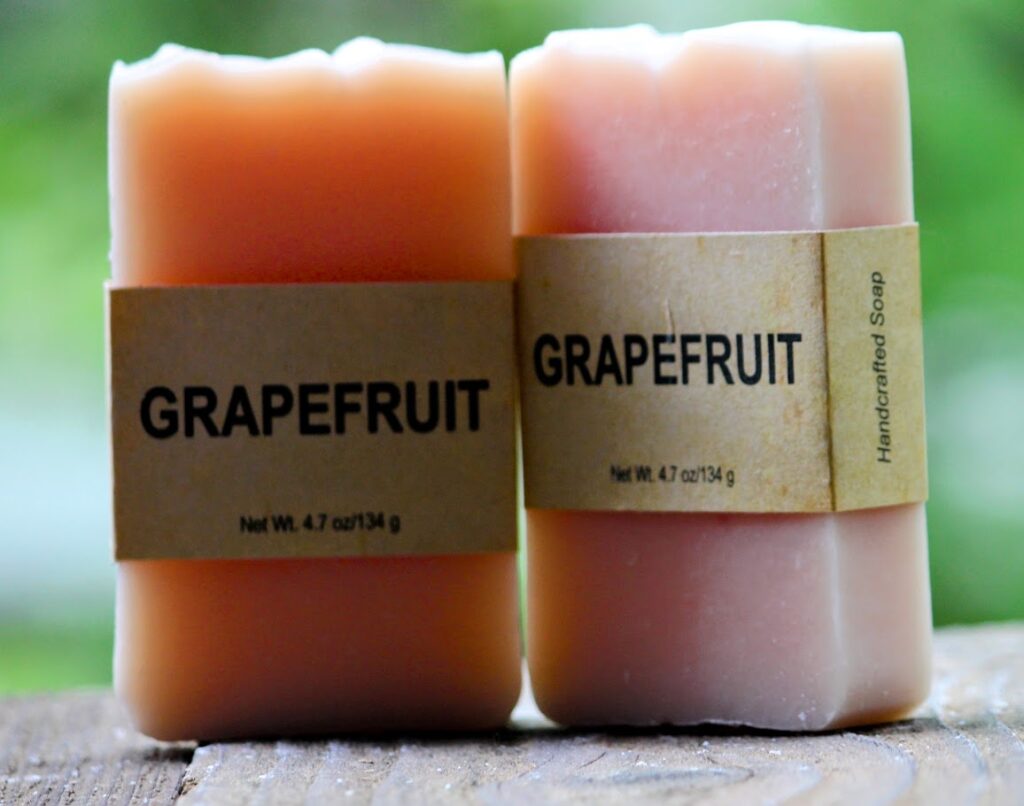 Two bars of grapefruit-scented soap