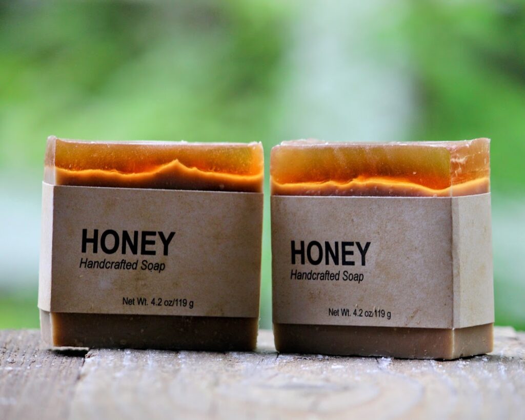 Two bars of honey-scented soap